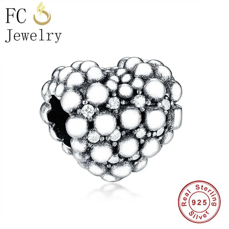 925 Silver Heart Beads Charm Bracelet for Women