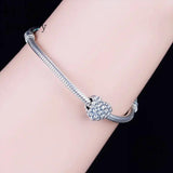 925 Silver Heart Beads Charm Bracelet for Women