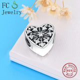 925 Sterling Silver Snowflake Zircon Bead Christmas Charm Bracelet