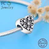925 Sterling Silver Snowflake Zircon Bead Christmas Charm Bracelet