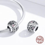 925 Silver 12 Birthstone Charm Bangle Beads Bracelet DIY Jewelry Making