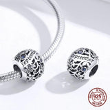 925 Silver 12 Birthstone Charm Bangle Beads Bracelet DIY Jewelry Making