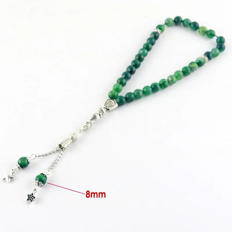 Green Agate Stone 33 Beads Tasbih Allah Bracelet Men's Ethnic Bracelet