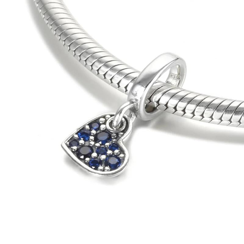 S925 Silver Heart Dangle Bead for Bracelet Bangle DIY