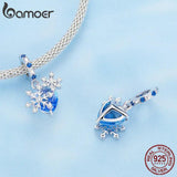 925 Sterling Silver Christmas Snowflake Charm Pendant for Women