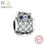 925 Sterling Silver Owl Zircon Charm Bracelet Beads
