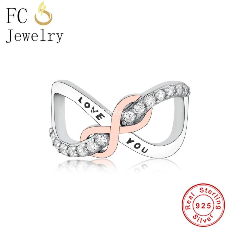 925 Silver Rose Love You Infinity Bead Charm for Bracelet Making