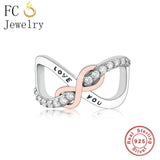 925 Silver Rose Love You Infinity Bead Charm for Bracelet Making