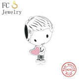 925 Sterling Silver Boy And Girl Bead Charm for Bracelet Making