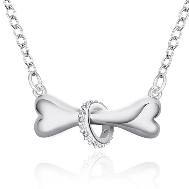 925 Silver Creativity Bone Pendant Necklace Wedding Engagement Party Charm