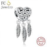 925 Silver Evil Eye Hamsa Fatima Hand Leaf Bead Berloque