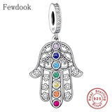 925 Silver Hand of Fatima Chakra Bracelet Charm Bead