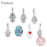 925 Silver Hand of Fatima Chakra Bracelet Charm Bead