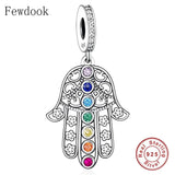 925 Silver Hand of Fatima Chakra Bracelet Charm Bead