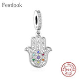 925 Silver Hand of Fatima Chakra Bracelet Charm Bead
