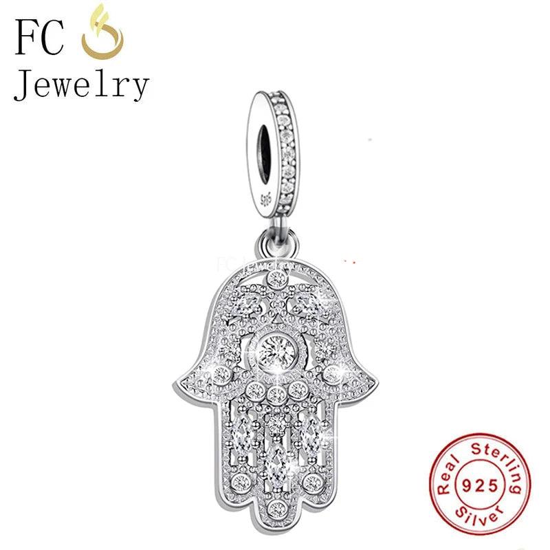 925 Silver Talisman Evil Eye Hand Bead Bracelet Charm