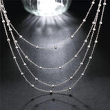 925 Sterling Silver Smooth Beads Necklace Wedding Charm Jewelry