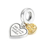 S925 Sterling Silver Family Tree & Heart Charm for Bracelet