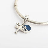 Enamel Airplane Crystal Bead Charm S925 Silver Women's Bracelet Bangle DIY
