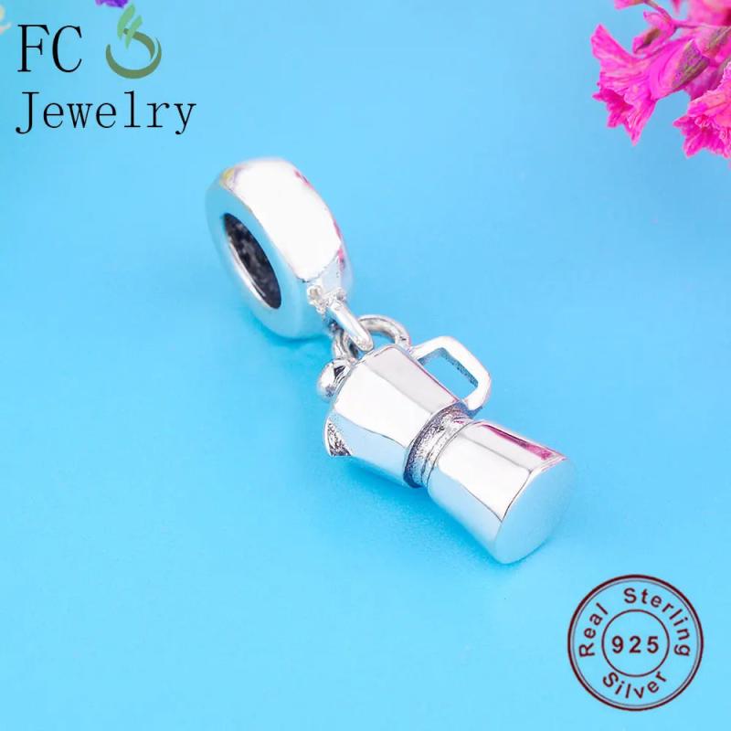 925 Silver Coffee Machine Cup Charm Bracelet Bead Pendant