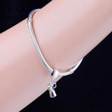 925 Silver Coffee Machine Cup Charm Bracelet Bead Pendant
