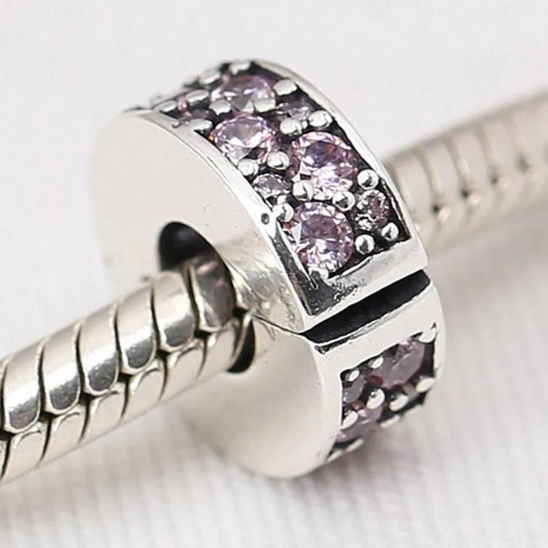 S925 Silver Shining Elegance Clips Charm Pink CZ