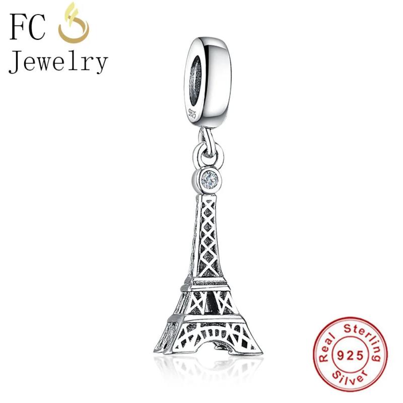 925 Silver Paris Eiffel Tower Pendant Bracelet Charms DIY Gift