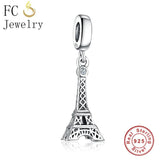 925 Silver Paris Eiffel Tower Pendant Bracelet Charms DIY Gift