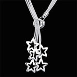 925 Silver Star Pendant Necklace Snake Chain Wedding Jewelry