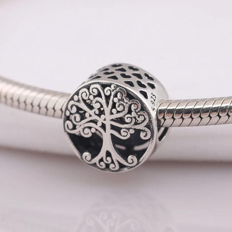 S925 Silver Bead Family Roots Charm for Bracelet DIY Jewelry