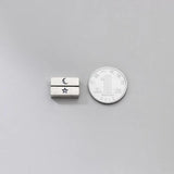 925 Sterling Silver Square Stars Moon Bead Charm for DIY Jewelry