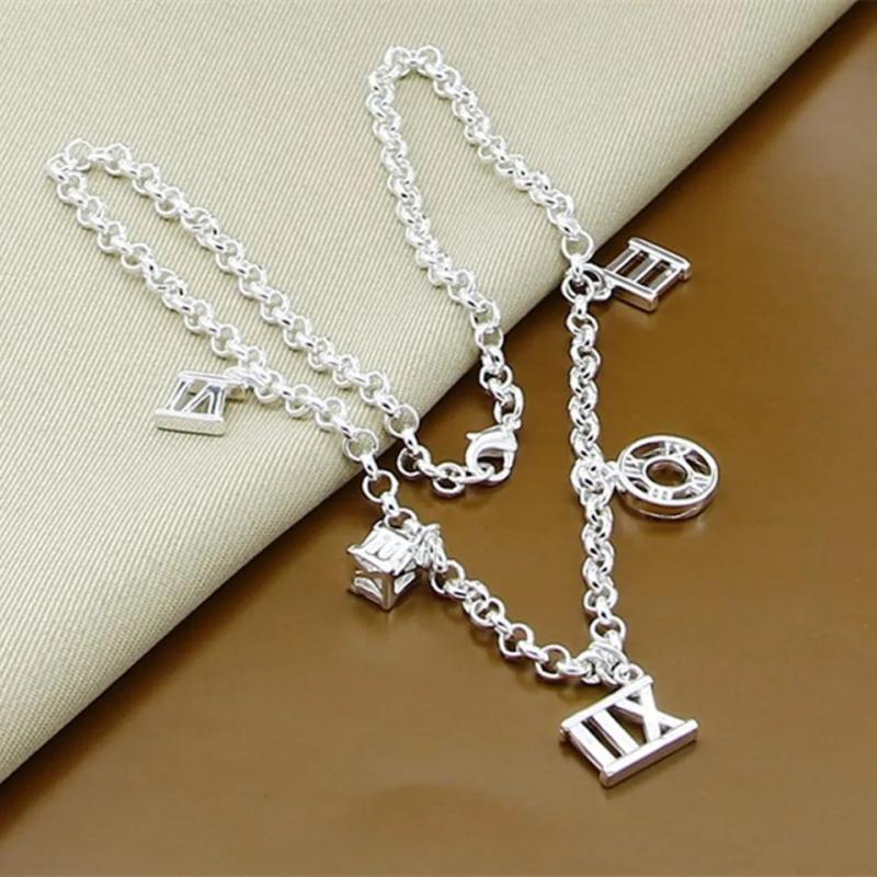 925 Silver Roman Numeral Pendant Necklace For Women - Wedding Charm Jewelry