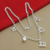 925 Silver Roman Numeral Pendant Necklace For Women - Wedding Charm Jewelry