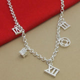 925 Silver Roman Numeral Pendant Necklace For Women - Wedding Charm Jewelry