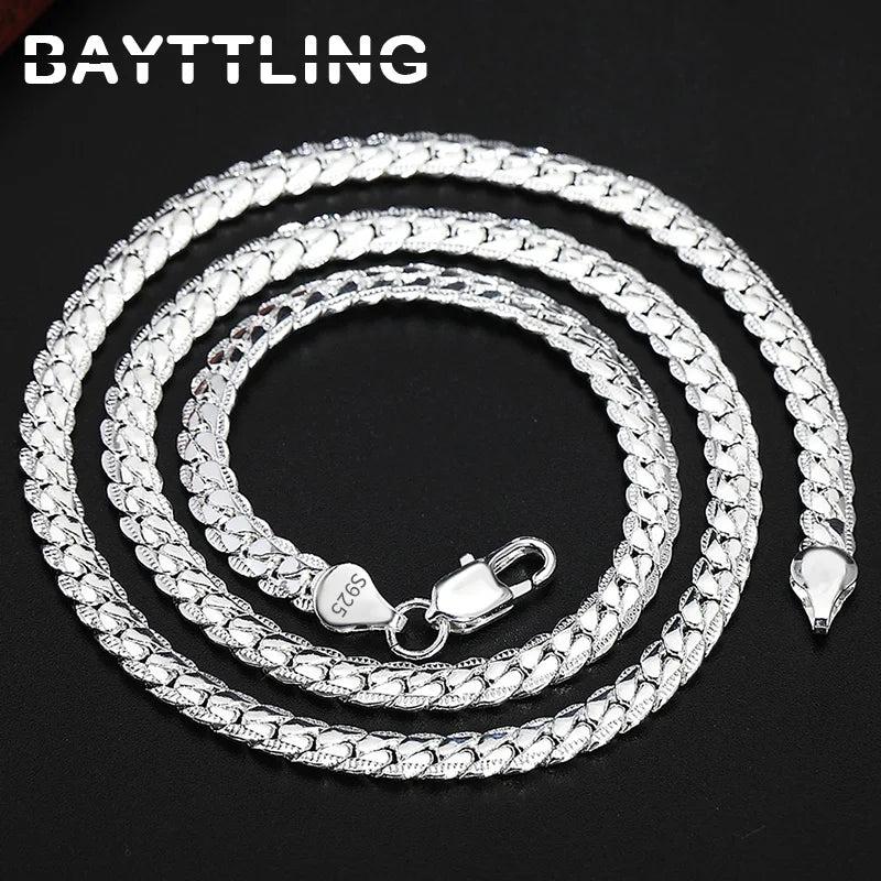 S925 Sterling Silver Gold/Silver 8/18/20/24 Inch Side Chain Necklace