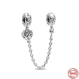 925 Silver Safety Chain Charm Bead Bracelet for Women