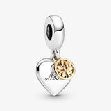 925 Silver Family Tree Dangle Charm Bead for Bracelet Necklace