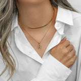 Waterproof Stainless Steel 18K Plated Simulated Pearl Letter Necklace