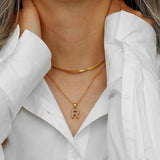 Waterproof Stainless Steel 18K Plated Simulated Pearl Letter Necklace