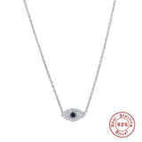 925 Silver Evil Eye Diamond Pendant Necklace for Women Girls Party Fine Jewelry