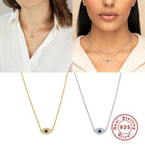925 Silver Evil Eye Diamond Pendant Necklace for Women Girls Party Fine Jewelry
