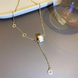 Circle Opal Women Necklace 14K Micro Zircon Choker Gift