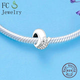 925 Silver European Snail Pink CZ Charm Bracelet DIY