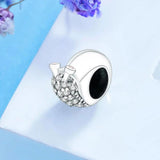 925 Silver European Snail Pink CZ Charm Bracelet DIY