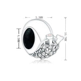 925 Silver European Snail Pink CZ Charm Bracelet DIY