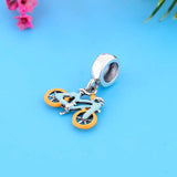 925 Sterling Silver Enamel Hiking Mountain Bike Charm Bracelet Bead