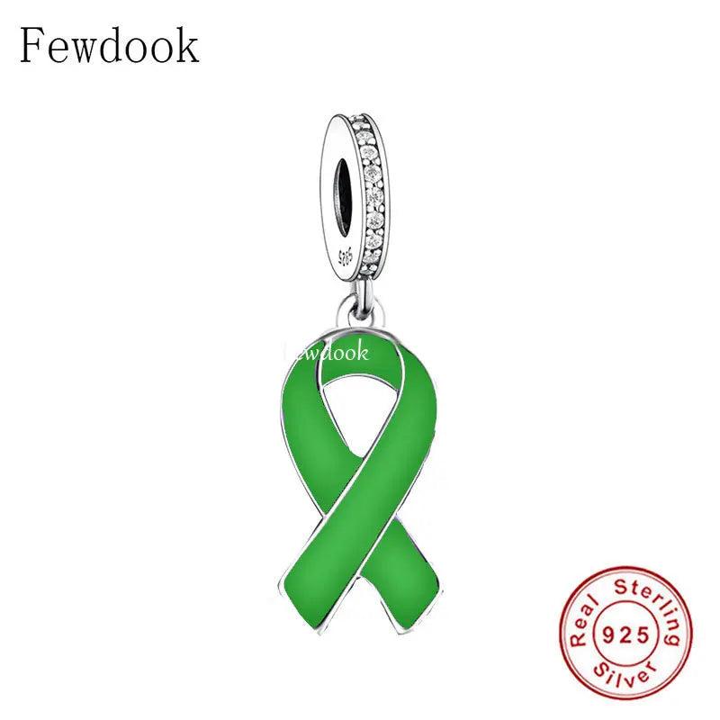 925 Silver Breast Cancer Health Awareness Charm Bracelet Bead