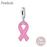 925 Silver Breast Cancer Health Awareness Charm Bracelet Bead