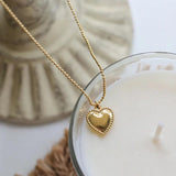 Minimalist Heart Charm Necklace Stainless Steel 18K Plated