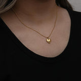Minimalist Heart Charm Necklace Stainless Steel 18K Plated